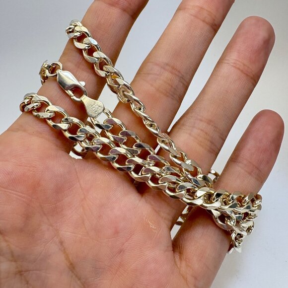 VTG Sterling Silver 925 Heavy Curb Link Chain Necklace Size 24" Length - Picture 9 of 12